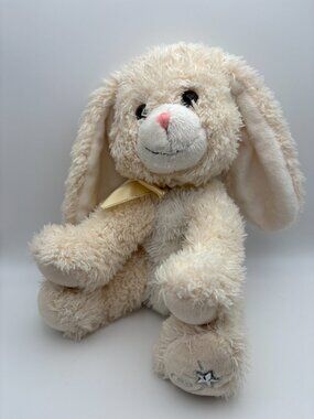 Russ Shining Stars Bunny Rabbit Cream Fur w/ Gold Bow Stuffie 2006 (SKU: 801TO)